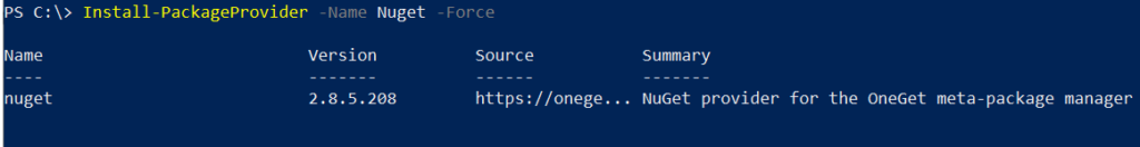 Install NuGet Package Provider