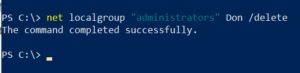 delete user from local admin group cmd