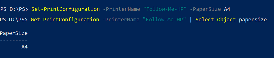 Set Default Paper Size in PowerShell
