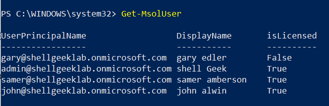 Get-MsolUser - list all users from Azure AD